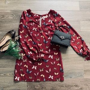 (Sz XS) A&F Long sleeve Butterfly Dress